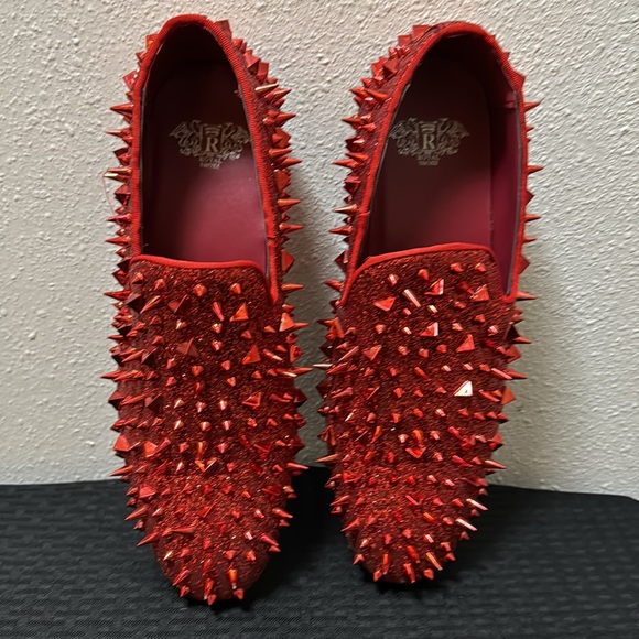 Royal Shoes Red Spikes Red Bottoms Mens Smoking Slip-on Dress Shoes Sizes 9 EUC main image 16